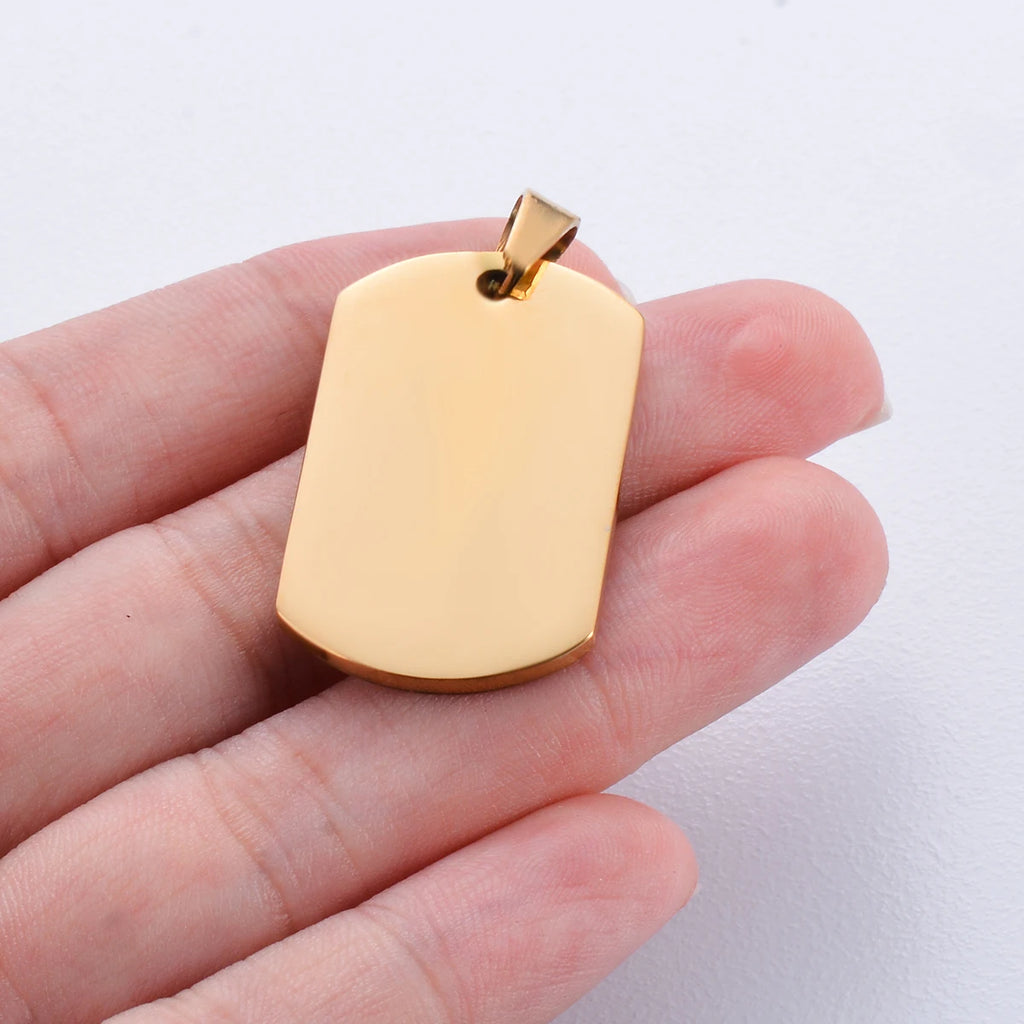 18x30mm Small Military Army ID 4 Colors Stainless Steel Name Blank Dog Tags Pendant Rectangle Necklace Jewelry