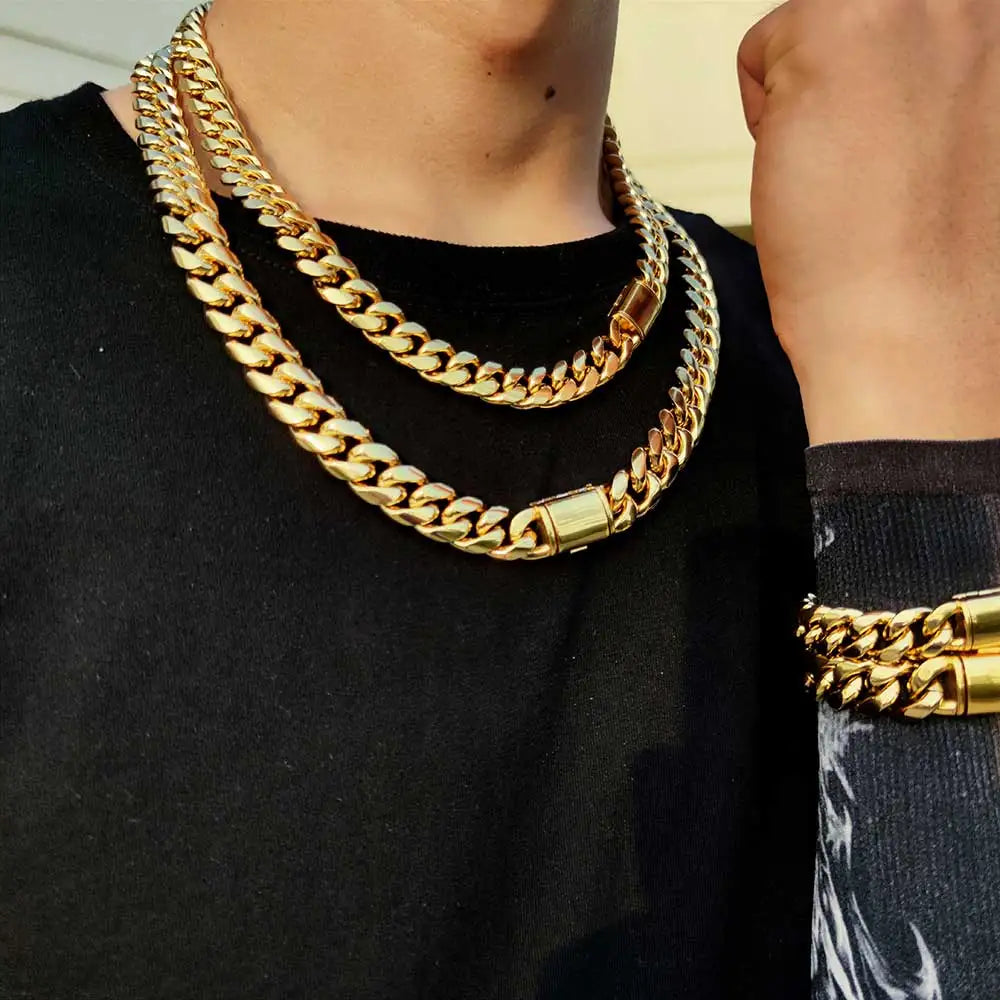Black Cuban Chain Stainless Steel 8/10/12/14MM