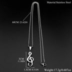 Musical Note Treble Clef Pendant Necklace For Women Men Stainless Steel Gold Color Hiphop Fashion Daily Wear Gift