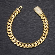 Iced Out Gold Cuban Bracelet — CZ 10-12MM