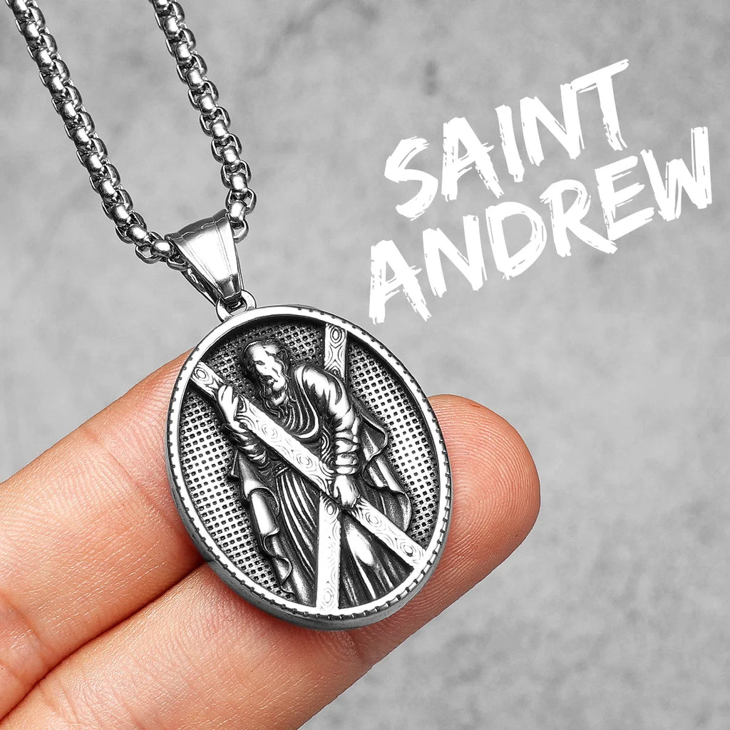 Saint Andrew Pendant Necklace Stainless Steel