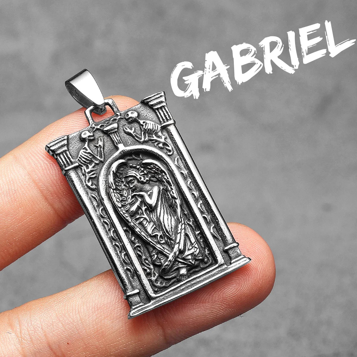 Angel Gabriel Pendant Necklace — Stainless Steel