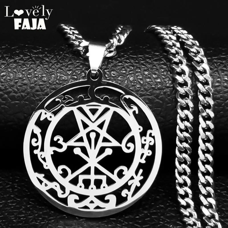Lilith Sigil Silver Pendant Necklace — Stainless Steel