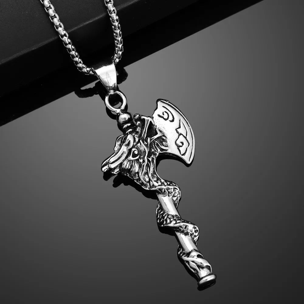 New Punk Retro Nordic Style Viking Tomahawk Titanium Steel Pendant Necklace Charm Men Jewelry Gift Wholesale