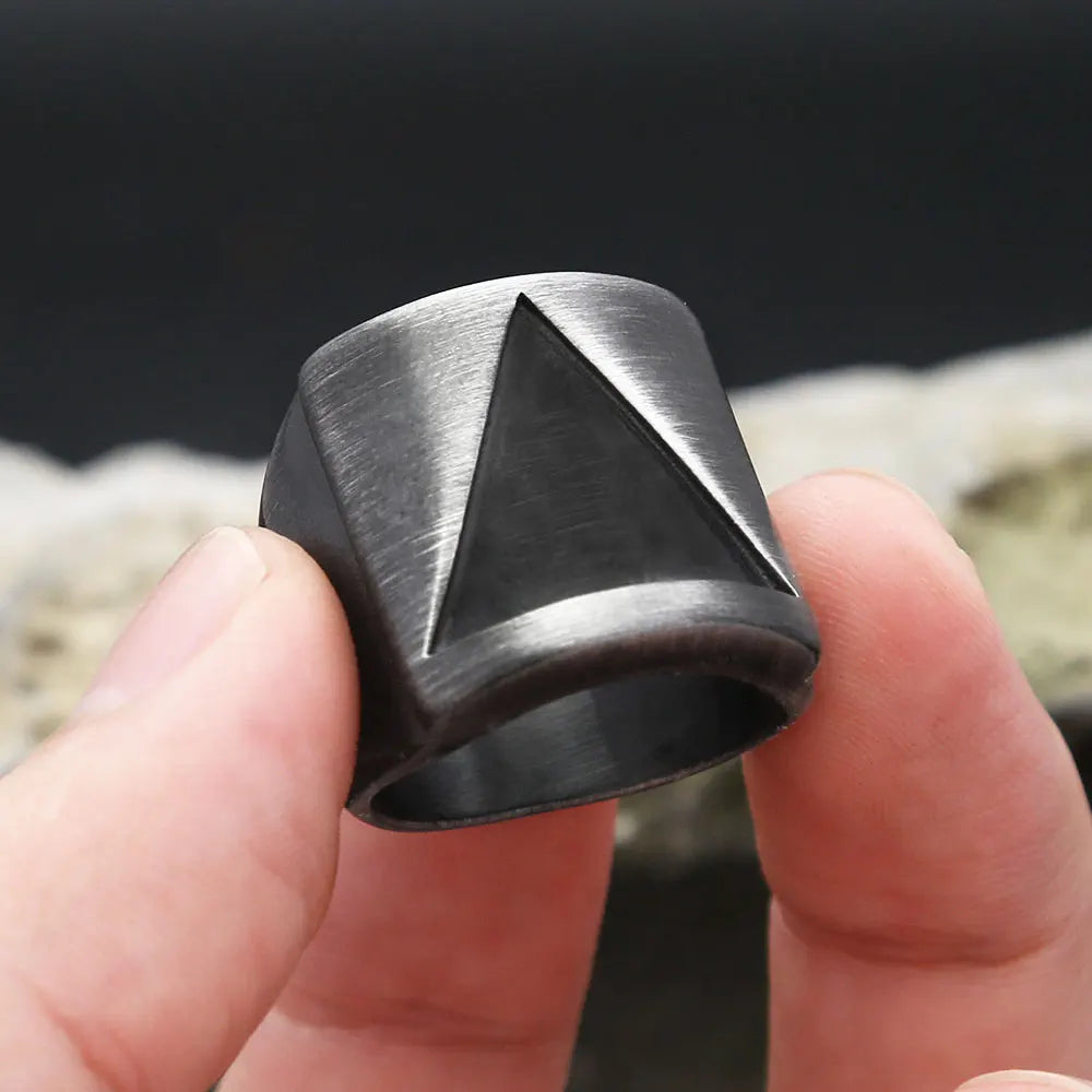 Valknut Steel Ring Vintage Triangle Punk Party