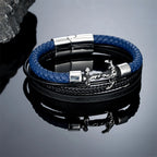 Men's Handmade Anchor Bracelet Women Punk Vikings Stainless Stee Multi-layer Leather Bangle Vintage Nautical Style