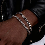 Rope Cuban Chain Bracelet 2pcs — Two-Tone