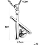 Silver Baseball Bat Pendant Necklace Stainless Steel