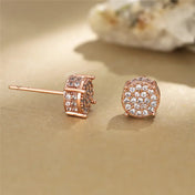 Iced Out Round Crystal Stud Earrings — Gold Zircon