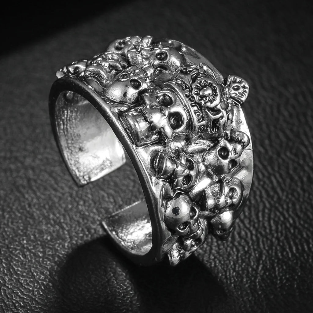 Men Gothic Skull Head Rings Skeleton Punk Hip Hop Black Cool For Male Boy Jewelry Creativity Gift Wholesale