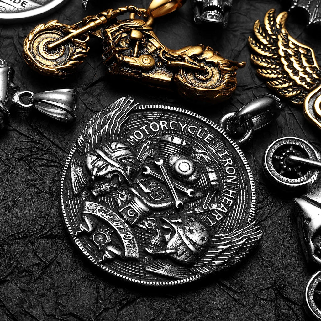 Punk Motorcycle Series Rider Route66 Stainless Steel Men Necklace Pendant Chain New in For Women Fashion Jewelry Gifts Wholesale