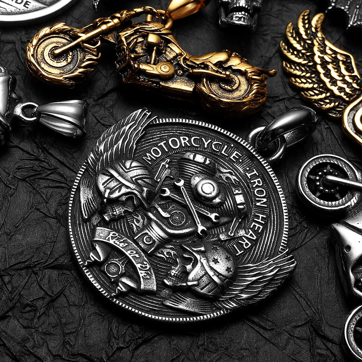 Punk Motorcycle Series Rider Route66 Stainless Steel Men Necklace Pendant Chain New in For Women Fashion Jewelry Gifts Wholesale