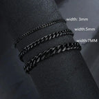 3 5 7mm Width New Trendy Cuban Chain Men Bracelet Classic Stainless Steel Chain Bracelet For Men Women Jewelry Party