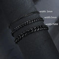 21cm Hot Trendy Cuban Chain Men Bracelet Classic Stainless Steel 3 5 7mm Width Chain Bracelet For Men Women Jewelry Party Gift