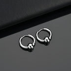 2pcs Stainless Steel Hoop Earrings For Men Small Circle Metal Ball Anti-allergic Ear Buckle Rock Hip Hop Artificial