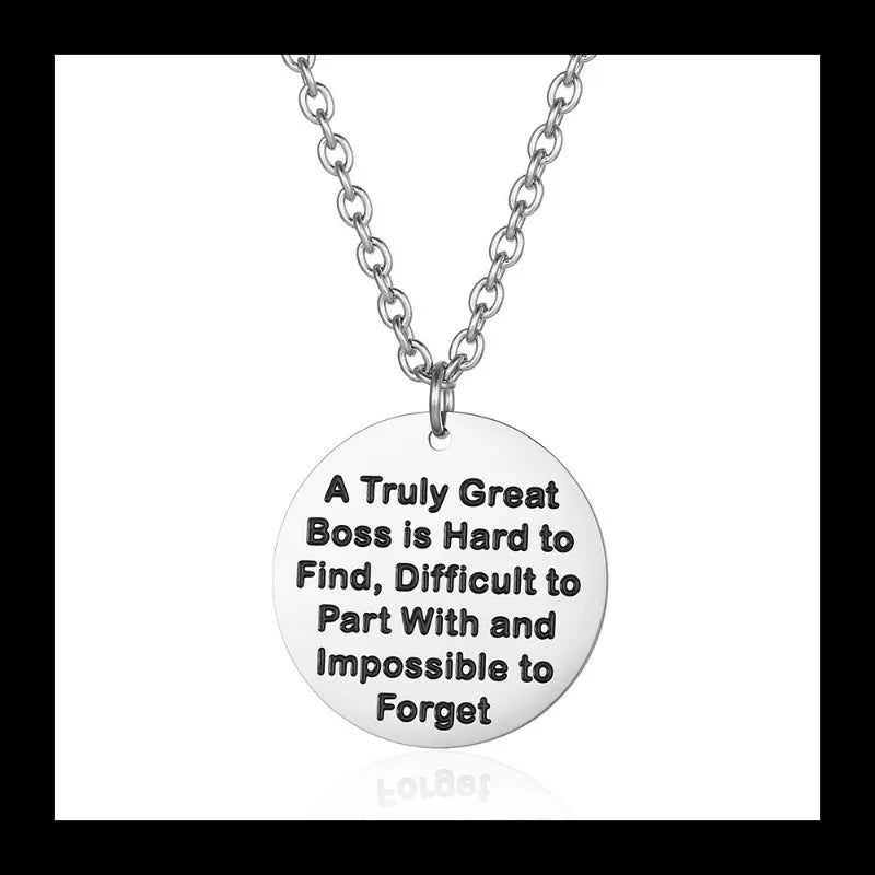 Round Brand Pendant Necklace — Stainless