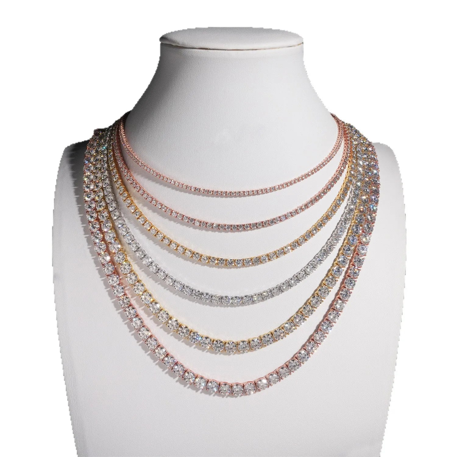 Nice Certified Moissanite Tennis Necklace 3/4/5/6mm Solid 925 Sterling Silver Diamond Tennis Necklaces for Women Man