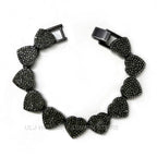 ULJ Hip Hop Shiny Black Cuban Link Chain Bracelets Women Men  Bling Rhinestone Iced Out Punk Wristband Hand Jewelry