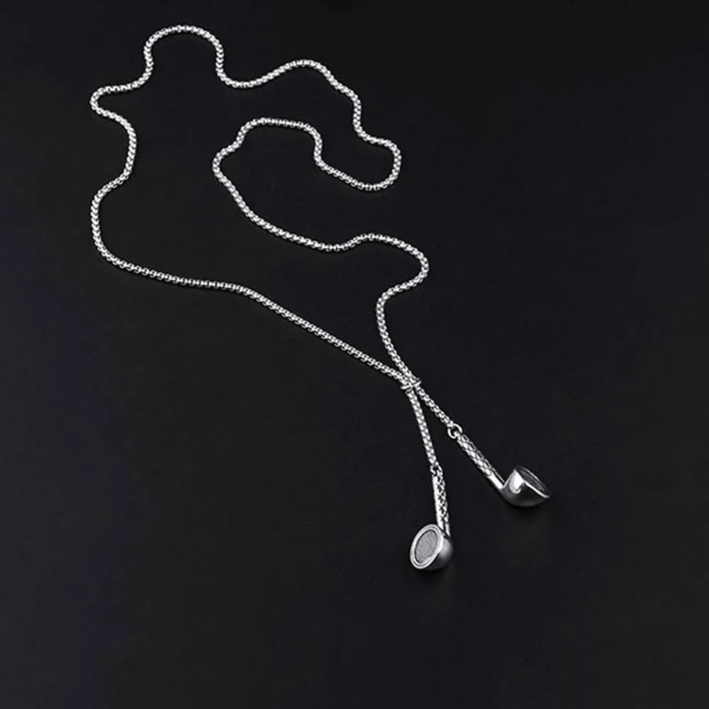 Personalized Hip-hop Headphone Design  Adjustable Necklace for Women Men Stainless Steel Clavicle Chain Jewelry Accessory Gifts