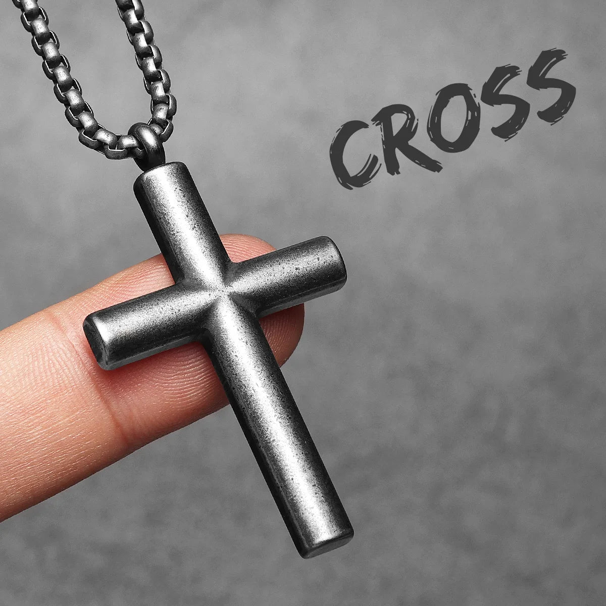 Cross Pendant Necklace Stainless Steel Minimal