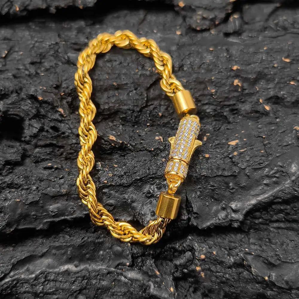 Rope Bracelet Iced Out Stainless Steel 6MM