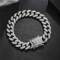 Sparkling Cuban Link Chain Bracelet - Golden Tone Stainless Steel, Rhinestone - Encrusted Hip Hop Bling for Guys