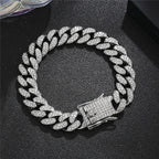 Sparkling Cuban Link Chain Bracelet - Golden Tone Stainless Steel, Rhinestone - Encrusted Hip Hop Bling for Guys