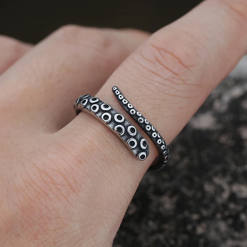Fashion Men Rings Retro Colour Stainless Steel Vintage Octopus Style Irregular Pattern Trendy Accessories For Man Women