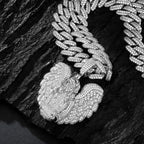 TUHE Copper Angel Wing Pendant Necklace Full Iced Out Cubic Zirconia Hip Hop Jewelry For Men Women Party Gift