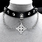 Gothic Cross Leather Choker Necklace — Stainless Steel