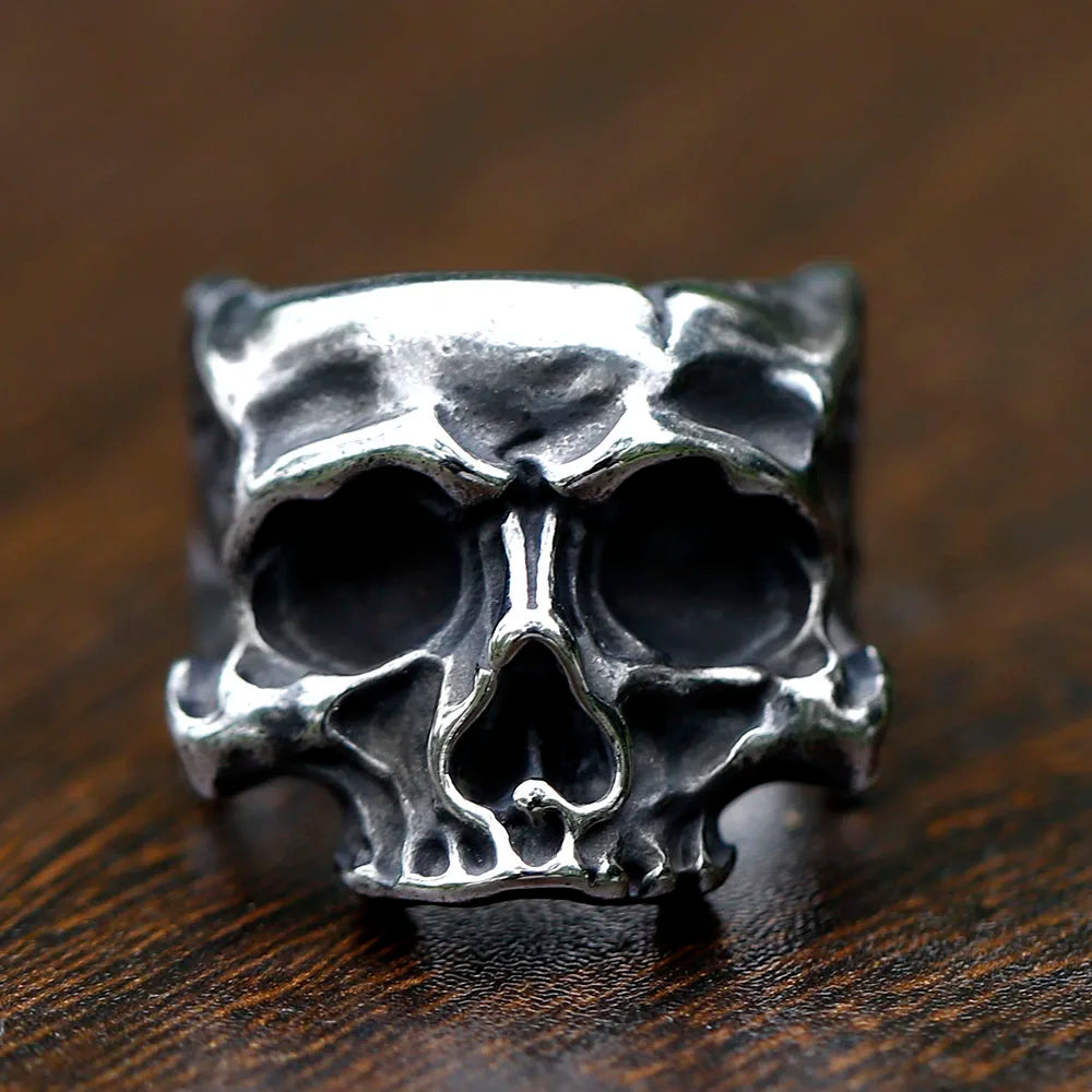 NEW Men's 316L stainless-steel rings retro Motorcyclist skull RING for teens gothic punk Jewelry Gift free shipping