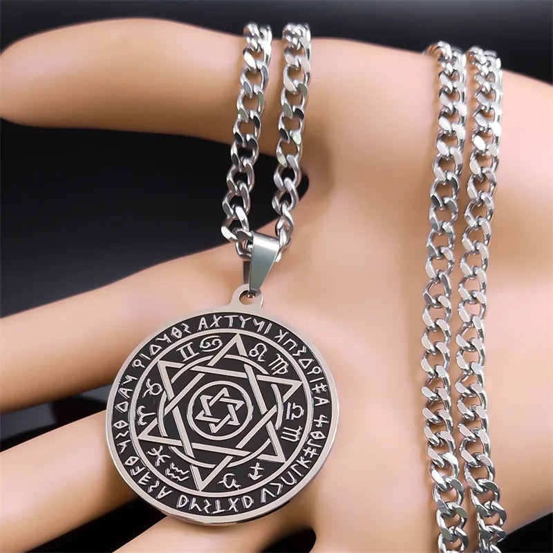 Star of David Silver Pendant Necklace — Stainless Steel