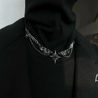 Demon Wings Black Heart Pendant — Silver