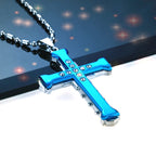 Iced Out Cross Black Pendant Zircon Punk