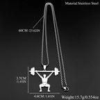 Gym Fitness Squat Weightlifter Barbell Pendant Necklace For Men Stainless Steel Male Sports Theme Hiphop Chain Jewelry