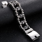 Cool Men‘s Stainless Steel Braided Rope Dragon Bone & Skull Head Bracelet for Man Religious Scripture Bracelets