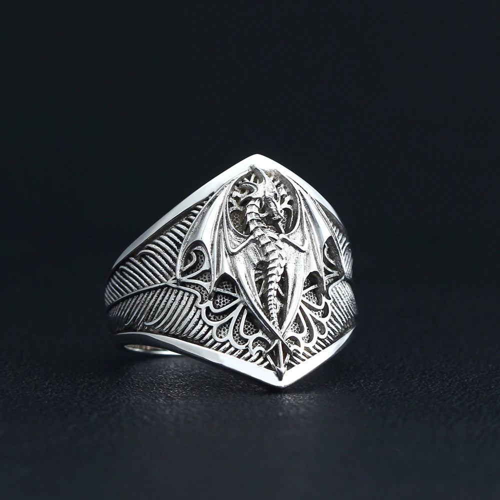 Dragon Signet Ring — 925 Silver