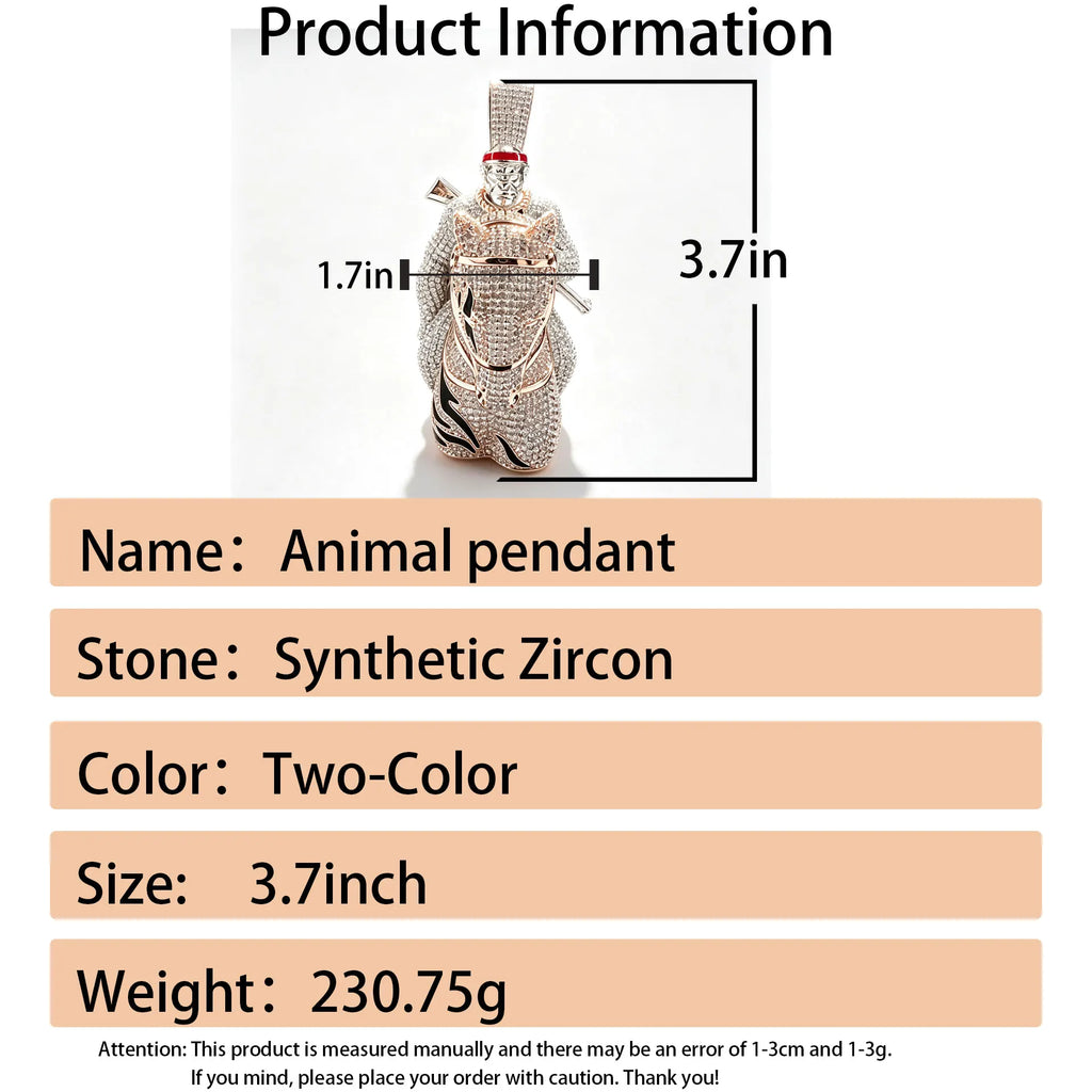 LYEE CYEE Luxury Hip Hop Style Yuan Ma Combination Gorilla Animal Pendant Can Be Paired with Cuban Chain Rap Singer