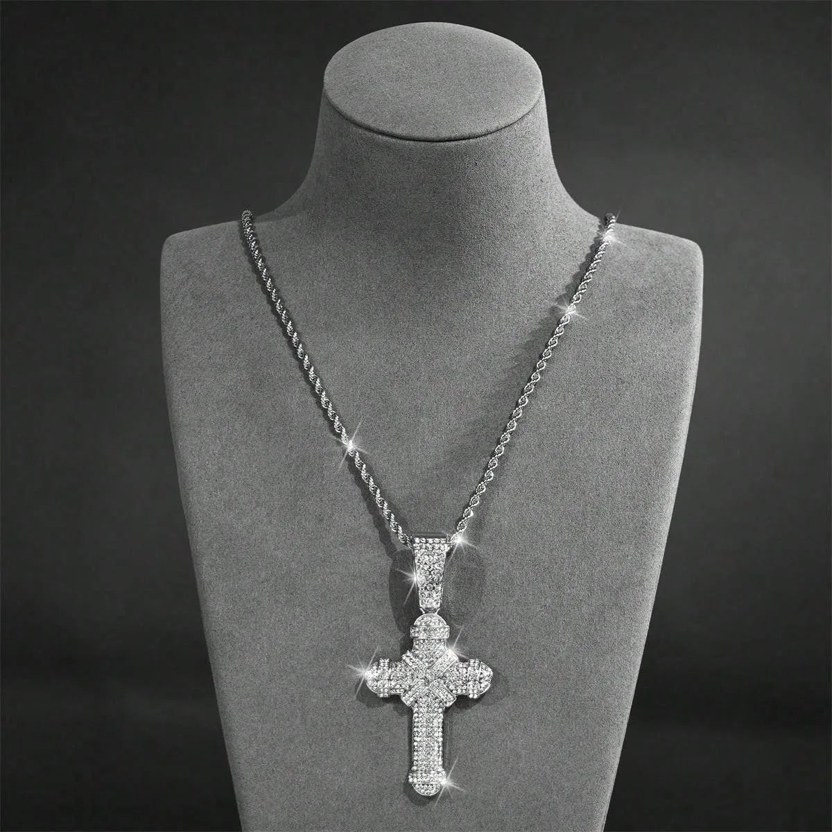 Iced Out Jesus Cross Cuban Pendant — Gold