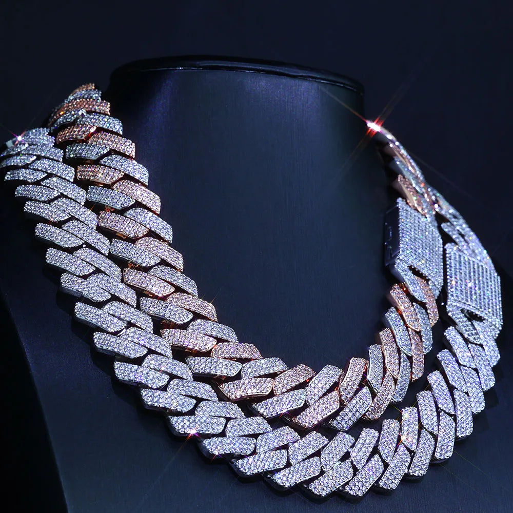 2026NUOYA 20MM Width Iced 5A CZ Miami Cuban Necklace Hip Hop Rapper Two Color Cuban Link Chain Chrismas Jewelry Gift