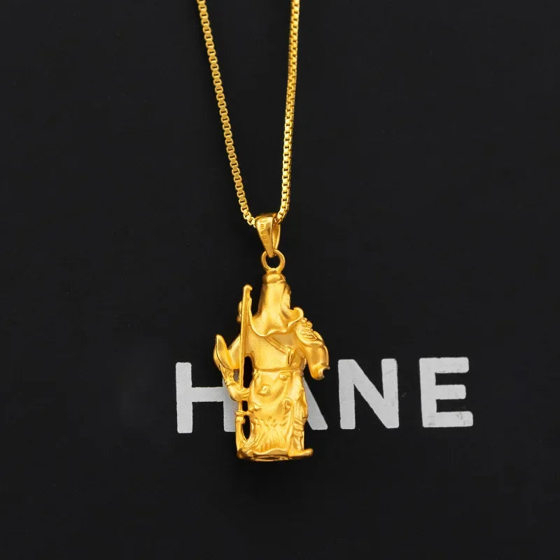 Guan Gong Gold Pendant Necklace