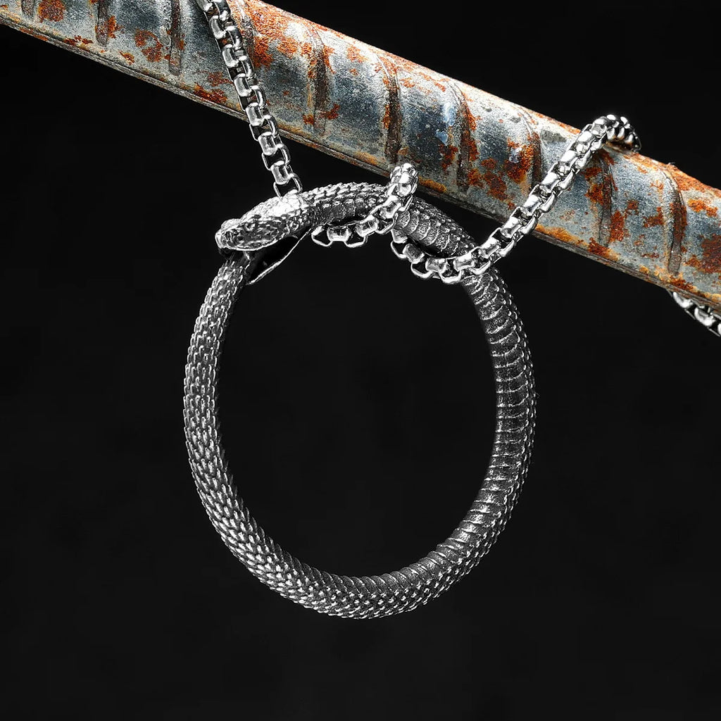 Ouroboros Snake Stainless Steel Pendant Necklace