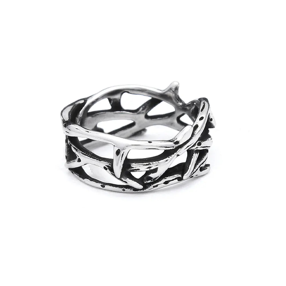 Viking Steel Ring Vintage Hollow Out Thorns