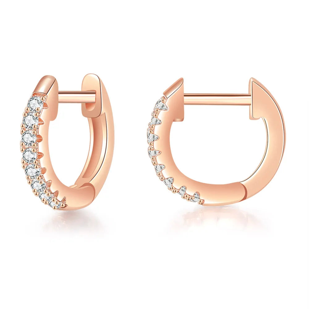 Iced Out Hoop Earrings Stainless Steel CZ