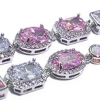 Two-Tone Iced Out Chain Necklace Opal Pink CZ