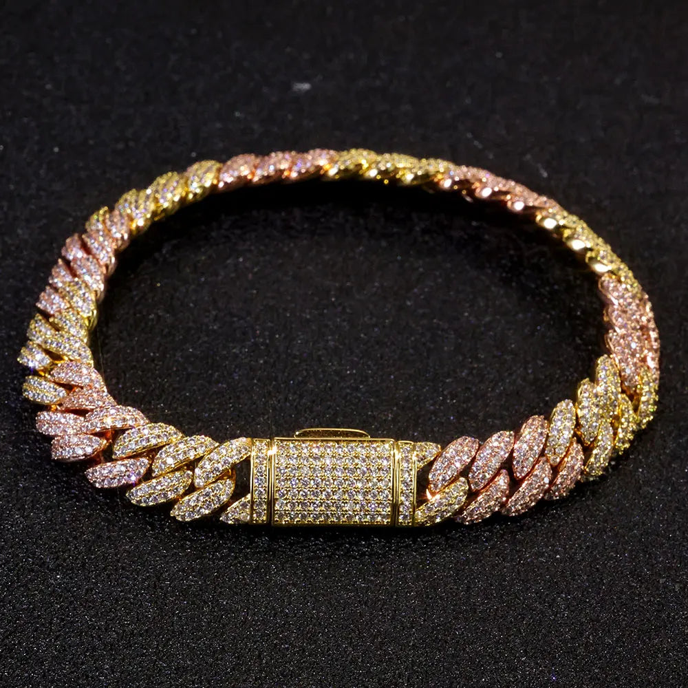 Rose Gold Cuban Chain Necklace Iced Out 10MM