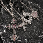 Y2K Spike Cross Pendant Necklace