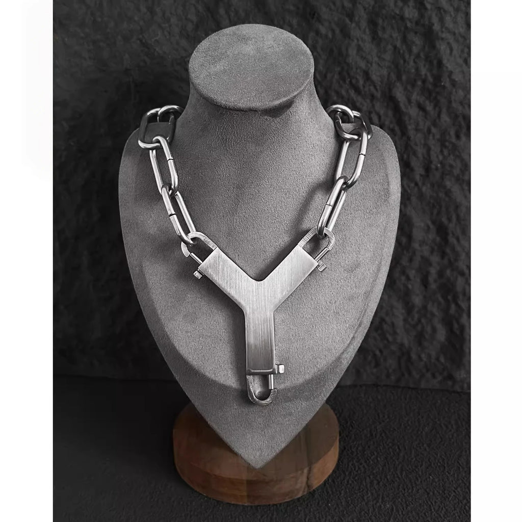 Punk Y-Shaped Statement Thick Chain Necklace for Men