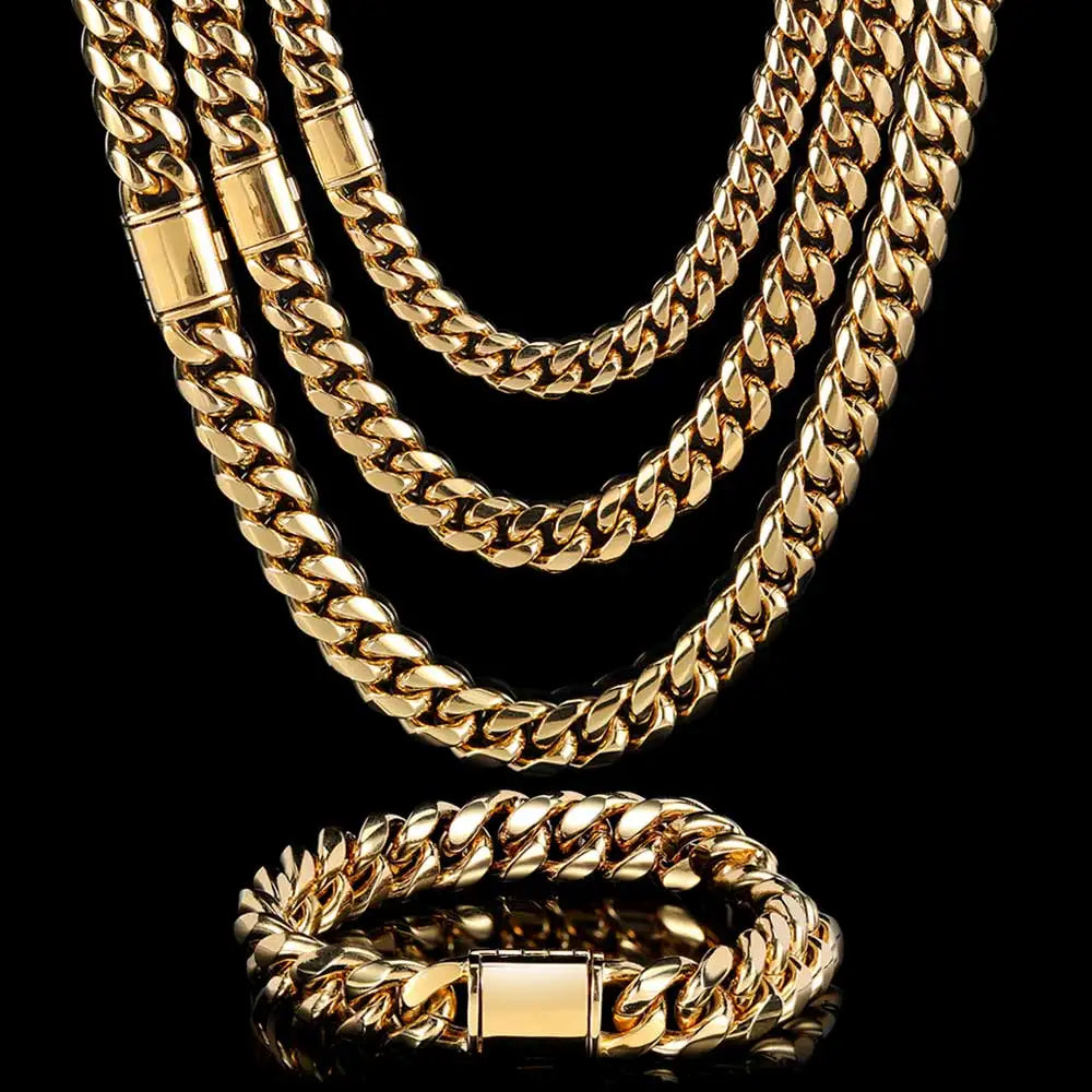 Black Cuban Chain Stainless Steel 8/10/12/14MM