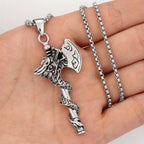 New Punk Retro Nordic Style Viking Tomahawk Titanium Steel Pendant Necklace Charm Men Jewelry Gift Wholesale